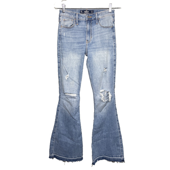 Hollister Denim - Hollister Jeans 3R Women 26 x 31 High Rise Flare Light Wash Retro Boho Festival